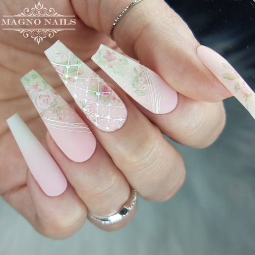 Preview: Hochzeitsnägel Romanic Transfer Folien Matt Nageldesign Ideen